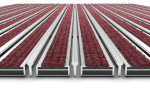 Detailansicht frontal von Aluprofilmatte KLASSIK Rips T09PP rot / Kratzleiste - Entrada
