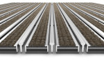 Detailansicht frontal von Aluprofilmatte KLASSIK Rips T12PP sand / Kratzleiste - Entrada