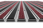 Detailansicht frontal von Aluprofilmatte KLASSIK Rips T09PP rot / Safe R01V schwarz - Entrada