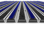 Detailansicht frontal von Aluprofilmatte KLASSIK Rips T01PP schwarz / Work B05 blau - Entrada