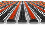 Detailansicht frontal von Aluprofilmatte KLASSIK Rips T01PP schwarz / Work B08 orange - Entrada