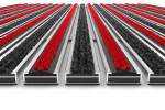 Detailansicht frontal von Aluprofilmatte KLASSIK Rips T01PP schwarz / Work B05 rot - Entrada