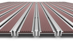 Detailansicht frontal von Aluprofilmatte KLASSIK Safe R03V braun / Kratzleiste - Entrada