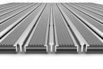 Detailansicht frontal von Aluprofilmatte KLASSIK Safe R02V grau / Kratzleiste - Entrada