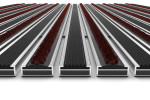Detailansicht frontal von Aluprofilmatte KLASSIK Safe R01V schwarz / Work B04 brau - Entrada
