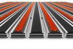 Detailansicht frontal von Aluprofilmatte KLASSIK Safe R01V schwarz / Work B08 orange - Entrada