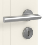 Detailansicht der Oberfläche von GARANT Doppelflügeltür Milano Weißlack mit Lichtausschnitt ML1 Sprosse SP5 mit Zarge
