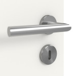 Detailansicht der Oberfläche von HUGA Doppelflügeltür Pure 2 Weißlack DesignLine mit Lichtausschnitt quer mit bündiger Lisene Plain 80-7 mit Zarge