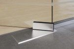 Bodentürschließer von Quer Motiv matt Glaspendeltür mit zwei festen Seitenteilen DORMA Mundus BTS Variante 3 - Erkelenz