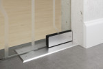 Bodentürschließer von Curves Motiv matt Glaspendeltür mit festem Seitenteil und Oberlicht DORMA Mundus BTS Variante 8 - Erkelenz