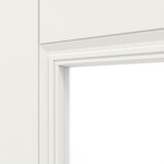 Detailansicht des Lichtausschnitts von HUGA Innentür Kontur 2 Weißlack Classic mit Lichtausschnitt LA Sprosse 2/3