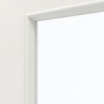 Detailansicht des Lichtausschnitts von GARANT Schallschutztür Quer Authentic Bianco CePaL mit Lichtausschnitt LA-5 bandseitig