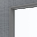 Detailansicht des Lichtausschnitts von LEBO Doppelflügeltür Cotton Like Hygge Grau ähnl. RAL 7037 Versio mit Lichtausschnitt LA 24 bandseitig inkl. Zarge
