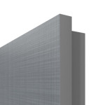 Detailansicht der eckigen Kante von LEBO Doppelflügeltür Cotton Like Hygge Grau ähnl. RAL 7037 Versio mit Lichtausschnitt LA 24 bandseitig inkl. Zarge