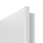 Detailansicht der runden Kante von HÖRMANN Doppelflügeltür Pure 2 Bütte Weiß Duradecor DesignLine mit Lichtausschnitt quer mit Lisene Steel 79 mit Zarge