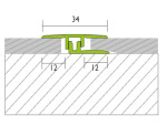 Zeichnung von PROCOVER Designfloor Übergangsprofil Aluminium 4-9mm eloxiert Silber 90cm - Proline
