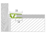 Zeichnung von PROCOVER Designfloor Abschlussprofil Aluminium 4-9mm eloxiert Silber 270cm - Proline