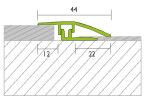 Zeichnung von PROCOVER Designfloor Anpassungsprofil Aluminium 0-9mm eloxiert Silber 100cm - Proline