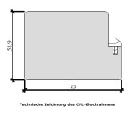 Technische Zeichnung des CPL-Blockrahmens in Hochweiß RAL 9003