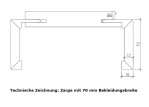 Technische Zeichnung von Zarge mit 70 mm Bekleidungsbreite in Carbongrau RAL 7043