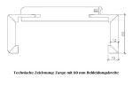 Technische Zeichnung von Zarge mit 60 mm Bekleidungsbreite in Carbongrau RAL 7043