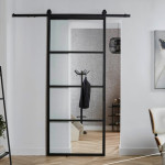 Milieu von Cubo Klar schwarz Glasschiebetür-Set inkl. Schiebetürsystem Basic - Intersteel