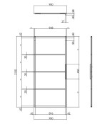 Skizze von Cubo Matt schwarz Glasschiebetür-Set - Intersteel