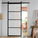 Milieu von Cubo Matt schwarz Glasschiebetür-Set inkl. Schiebetürsystem Basic - Intersteel