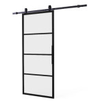 Cubo Matt schwarz Glasschiebetür-Set inkl. Schiebetürsystem Basic Top - Intersteel