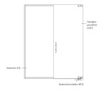 Zeichnung von Cristall Motiv klar Glaspendeltür mit festem Seitenteil DORMA Mundus BTS Variante 2 - Erkelenz