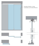 Skizze von Lira Motiv matt 2-flg. Glasschiebetür DORMA MUTO Teleskop Variante 1 - Erkelenz