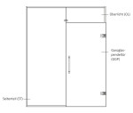 Skizze von Sinus 2 Motiv klar Glaspendeltür mit festem Seitenteil und Oberlicht DORMA Tensor Variante 3 - Erkelenz