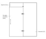 Skizze von Float klar Glaspendeltür mit festem Seitenteil und Oberlicht DORMA Tensor Glas an Glas Variante 4 - Erkelenz