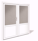 NET 1025-2 Kunststoff Doppelflügel Nebeneingangstür mit Glasausschnitt - Interio
