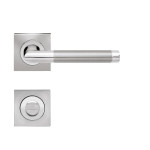 Badausführung von Verona ER37Q Edelstahl poliert/matt Quadratrosette Zimmertürgarnitur - Karcher Design