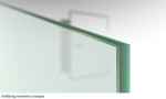 Beispiel Glasart ESG-Grünglas von Vollflächig matt Ganzglastür mit zwei festen Seitenteilen und Oberlicht DORMA Mundus Variante 7 - Erkelenz