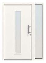 Hörmann Haustür Thermo46 020 mit Seitenteil RAL 9016-RAL 9016 Frontansicht außen