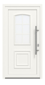 Haustür Kunststoff Premium T002 RAL 9016-RAL 9016 Frontansicht außen