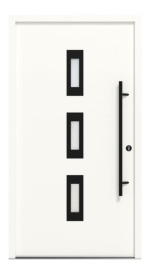 Interio Energiespar-Haustür Stahl-Alu Black Design Motiv B02 RAL 9016-RAL 9016 Frontansicht außen