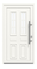 Haustür Kunststoff Premium Plus T043 RAL 9016-RAL 9016 Frontansicht außen