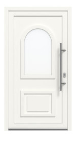 Haustür Kunststoff Premium Plus T045 RAL 9016-RAL 9016 Frontansicht außen