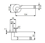 Zeichnung Flat-Türdrücker Elena - R - Südmetall