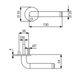 Zeichnung Flat-Türdrücker Sybille - R - Südmetall