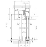 technische Zeichnung von Sigma Flexible für Selina Motiv matt 2-flg. Glasschiebetür mit zwei festen Seitenteilen Sigma Flexible Variante 3 - Erkelenz