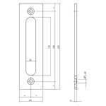 Skizze von Griffmuschel eckig 220 x 60 x 6 mm zum Anschrauben Schwarz matt - Intersteel