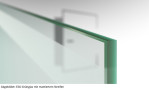 Beispiel Glasart ESG-Grünglas klar mit mattiertem Streifen für Cristall Motiv matt 2-flg. Glaspendeltür mit einem Seitenteil und Oberlicht DORMA Mundus BTS Variante 11 - Erkelenz
