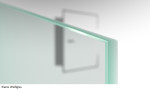 Beispiel Glasart ESG-Weißglas von Float klar Glasschiebetür mit zwei festen Seitenteilen und Oberlicht DORMA MUTO Variante 1 - Erkelenz