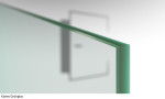 Beispiel Glasart ESG-Grünglas von Float klar Ganzglastür mit zwei festen Seitenteilen und Oberlicht DORMA Mundus Variante 7 - Erkelenz