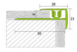 Zeichnung von PROSTEP Uni Treppenkante Aluminium 65-15mm eloxiert Edelstahl 100cm - Proline