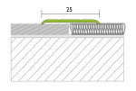 Zeichnung von PROTRANS Übergangsprofil Aluminium 25mm eloxiert Champagne gelocht 100cm - Proline